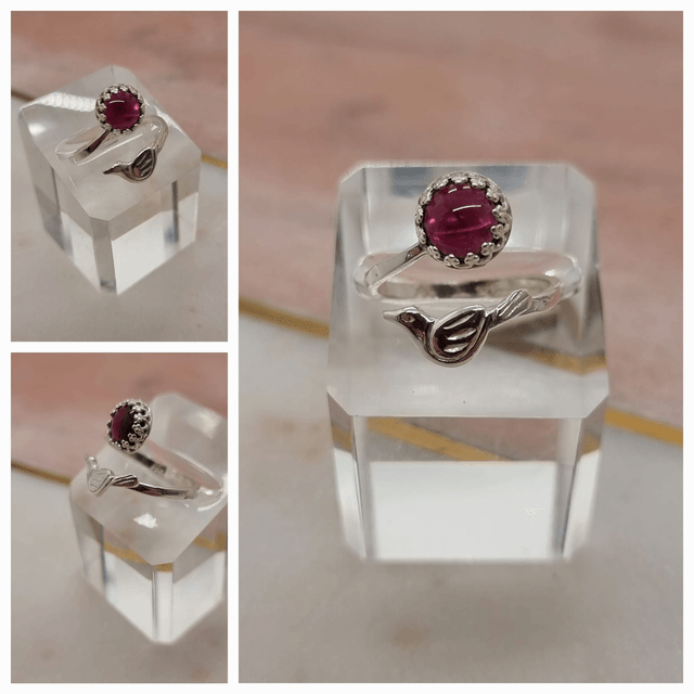 Garnet Stone Bird Ring